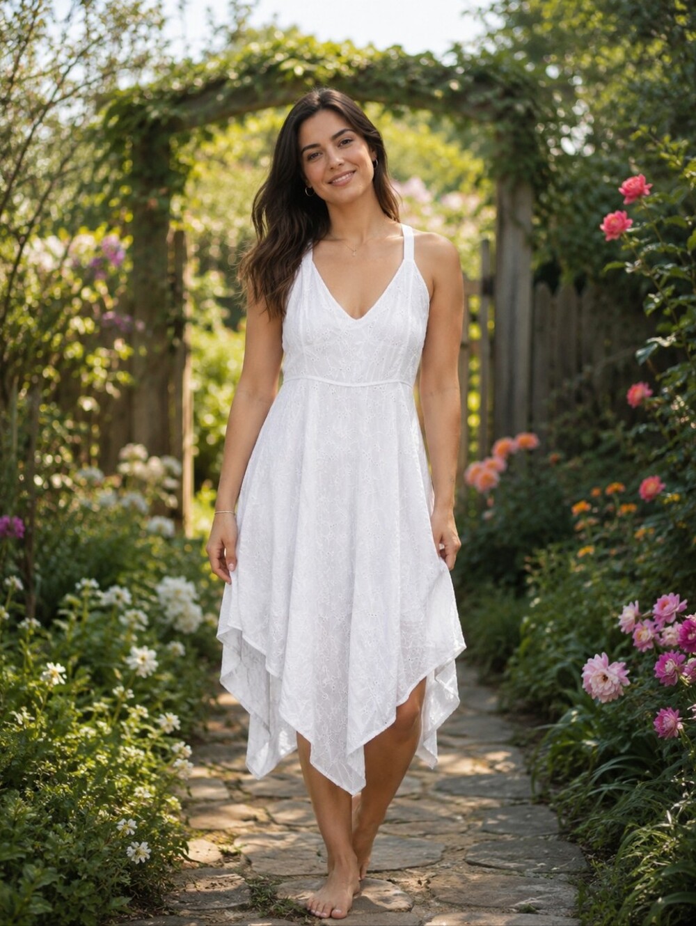 Francesca's White Eyelet Handkerchief Hem Fairy Sundress